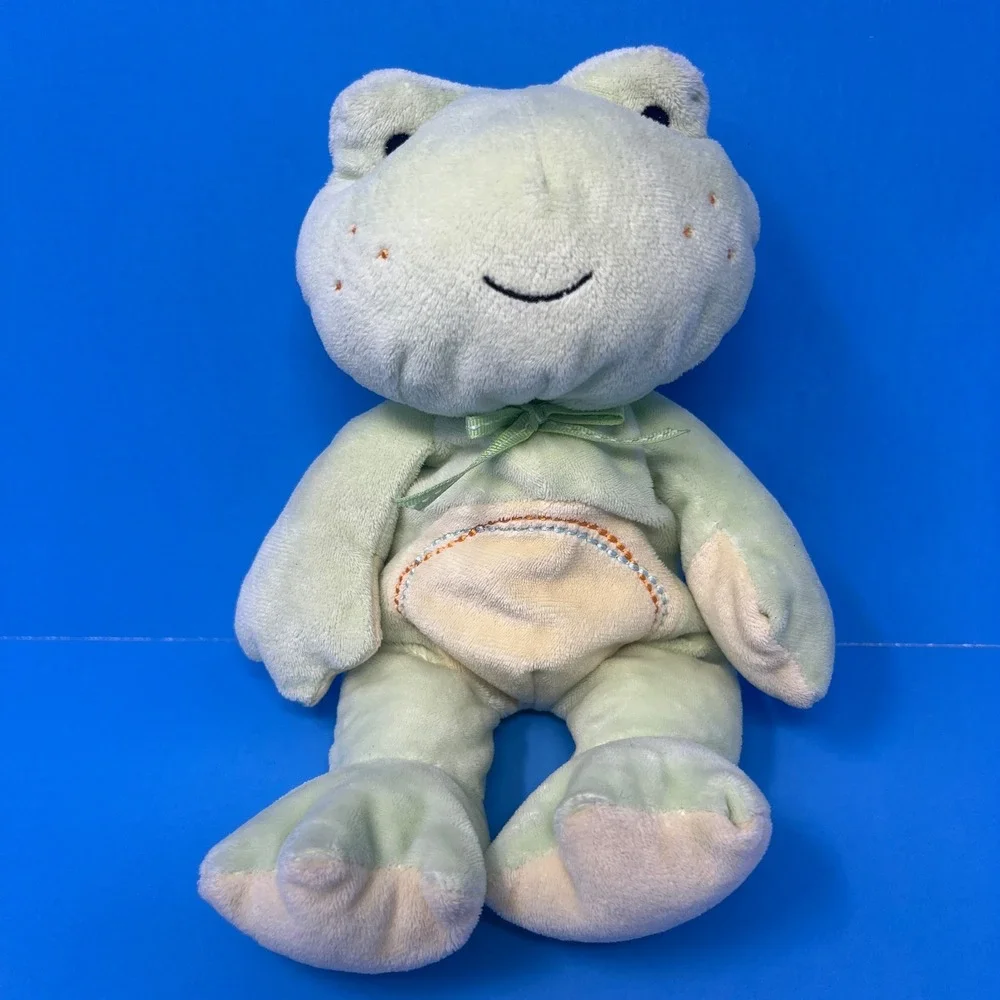 Carters Plush Frog 11 Inch Green Yellow Just One Year 2007 Embroidered 99338
